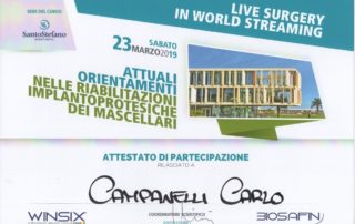 Corso di aggiornamento Santo Stefano 2019: attuali orientamenti nelle riabilitazioni implantoprotesiche dei mascellari